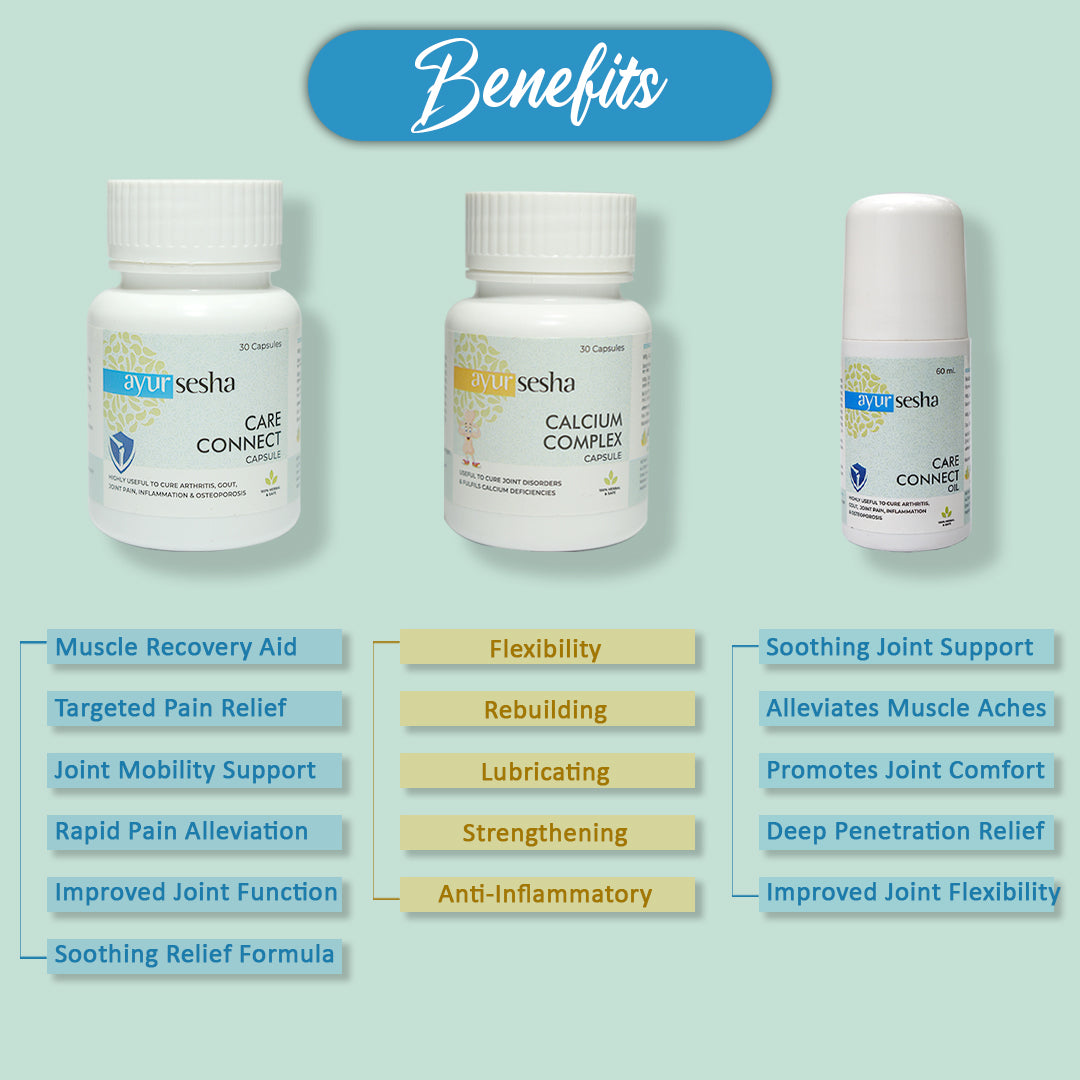 Benefits of Care Connect Pain Relief Capsule+Oil and Calcium Complex Capsules